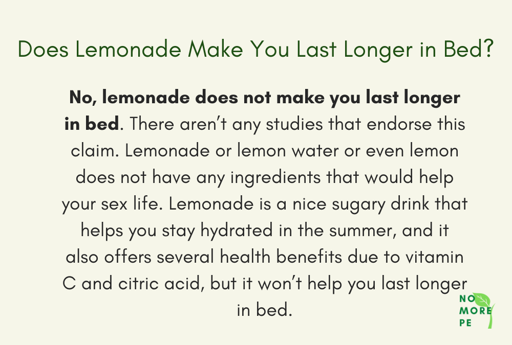 Does lemonade make you last longer in bed