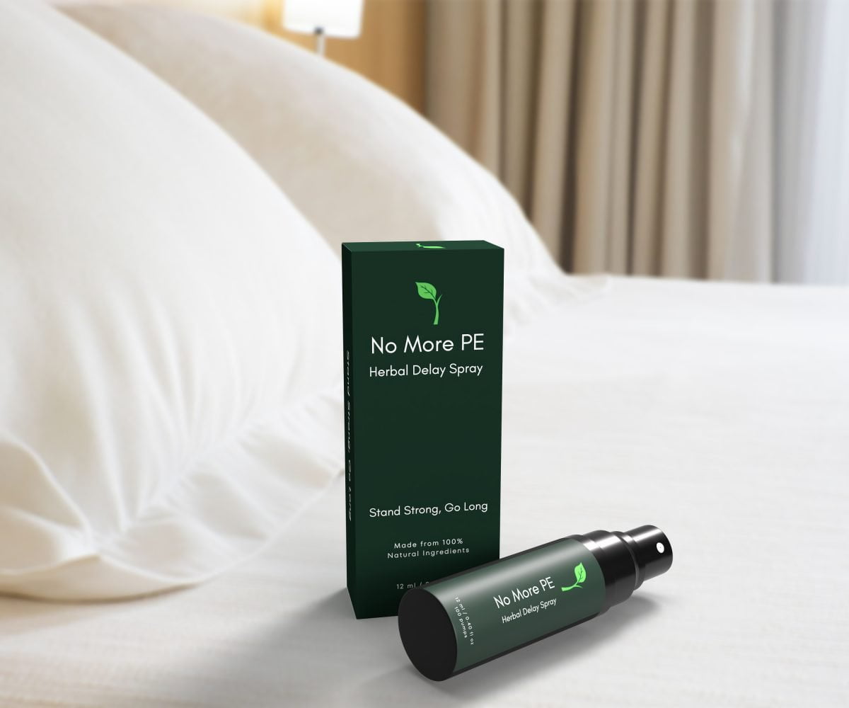 No More PE Delay Spray Botte on bed