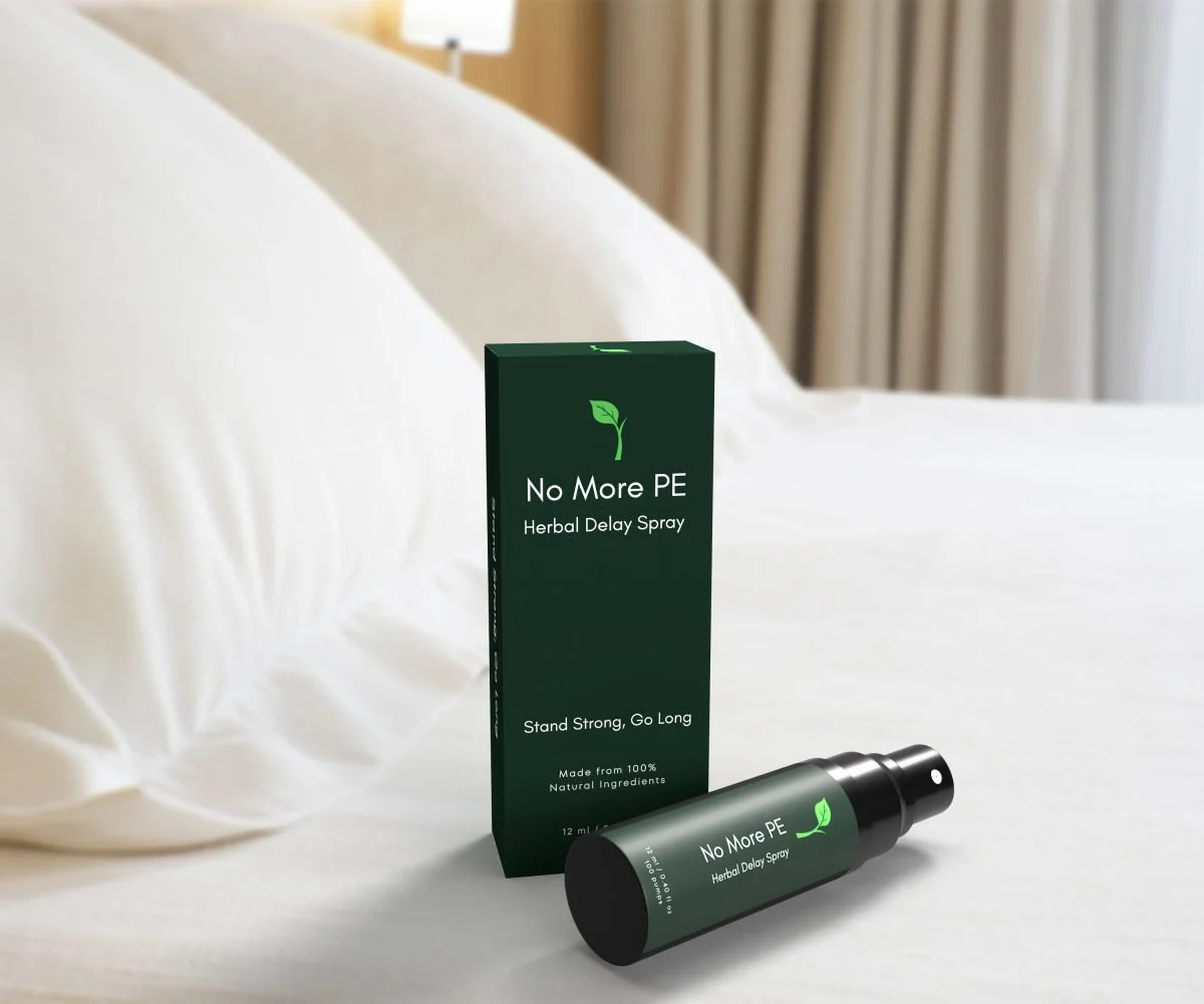 No More PE Delay Spray Botte on bed